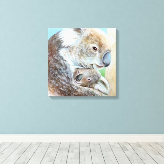 De Koala knuffel canvas fine art vierkante print (Insitu (Houten vloer))