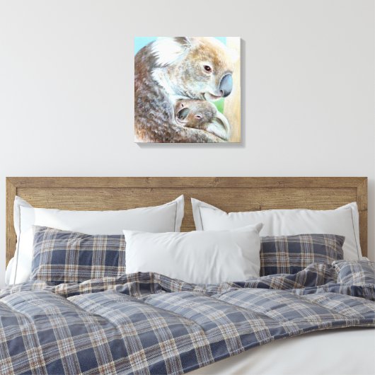 De Koala knuffel canvas fine art vierkante print (Insitu (Slaapkamer))