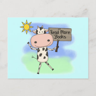 De koe las Meer Boeken Briefkaart