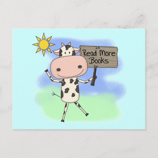 De koe las Meer Boeken Briefkaart (Voorkant)