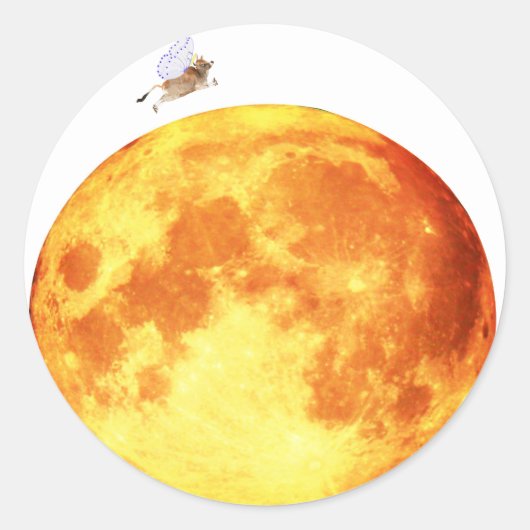 De Koe sprong over de maan envelop afdichtingen Ronde Sticker (Voorkant)