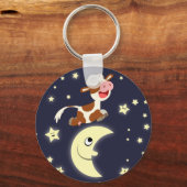 De Koe van de cartoon trok over de maan Sleutelhan Sleutelhanger (Voorkant)