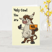 De Koe van de hulst u is Grappige Verjaardag 40 Kaart (Gele Bloem)