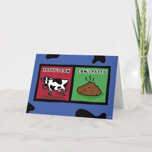 de koe van het pasteitje kaart (Voorkant)