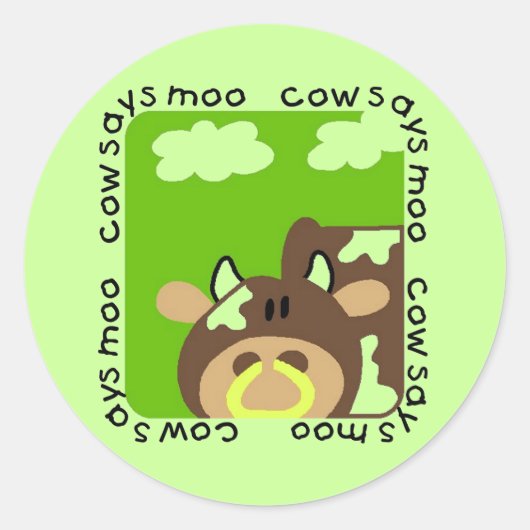 De koe zegt Moo T-shirts en Giften Ronde Sticker (Voorkant)