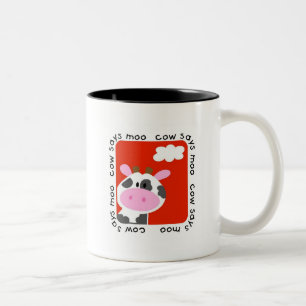 De koe zegt Moo T-shirts en Giften Tweekleurige Koffiemok