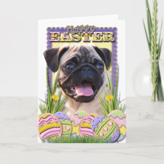 De Koekjes van het Paasei - Pug Feestdagen Kaart (Voorkant)