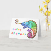 De koele Kleurrijke Verjaardag van het Kameleon Kaart (Gele Bloem)