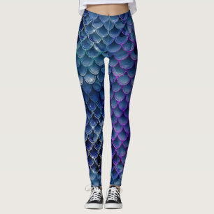 de koele meermin schittert elegante blauwe vissen leggings