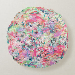 De koele trendy waterverf ploetert abstract art. rond kussen