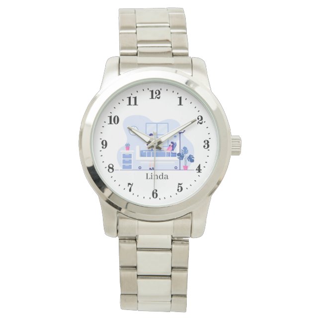 de koele werkende Verpleger voegt naam toe Horloge (Voorkant)