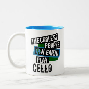 De koelste mensen op aarde spelen Cello Tweekleurige Koffiemok