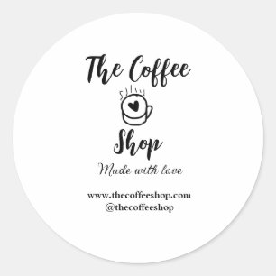 De koffiezaak en website social media business  ronde sticker