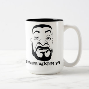De Koksmann kijkt naar je. Tweekleurige Koffiemok