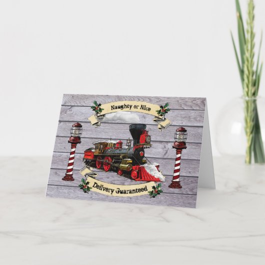 De kolentrein van de Kerstman vanuit de Noordpool Feestdagen Kaart (Voorkant)