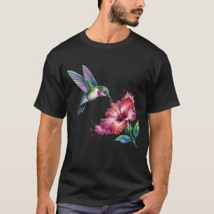 De kolibrie nipt nectar uit de bloemenvogel t-shirt