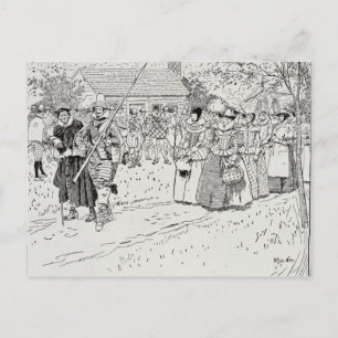 De komst van de jonge vrouwen in Jamestown Briefkaart