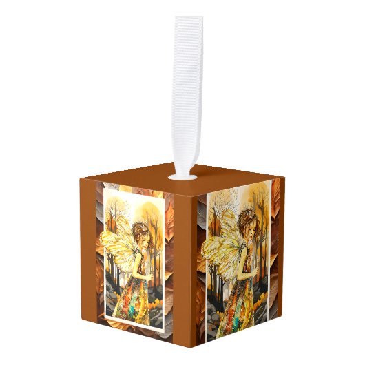 De komst van Herfst Cube Ornament (Voorkant hoekig)