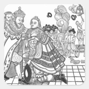 De komst van Zijne Majesteit Charles (1600-49) Pri Vierkante Sticker