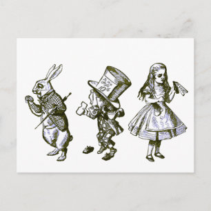 De konijn, de Hatter en Alice uit Wonderland Briefkaart