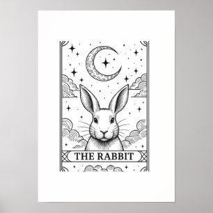 De Konijn   Mystieke Maan Tarotkaart Illustratie Poster