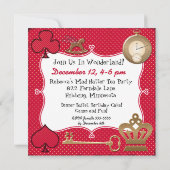 De konijnenhole Wonderland Birthday Invite Kaart (Achterkant)