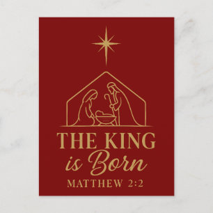 De Koning Is Geboren Kerstmis Nativiteit Design Feestdagenkaart