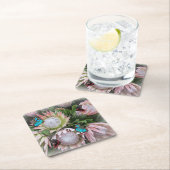 De koning Protea Vierkante Kartonnen Onderzetter (Insitu)