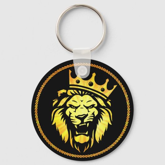 De koning - Roaring-leeuwen die kroon dragen Sleutelhanger (Voorkant)