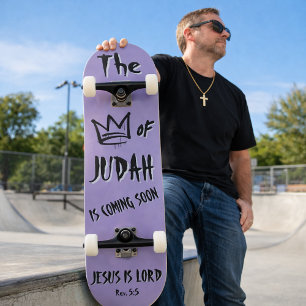 De Koning van Juda Jezus Paarse Doodle Christen Skateboard