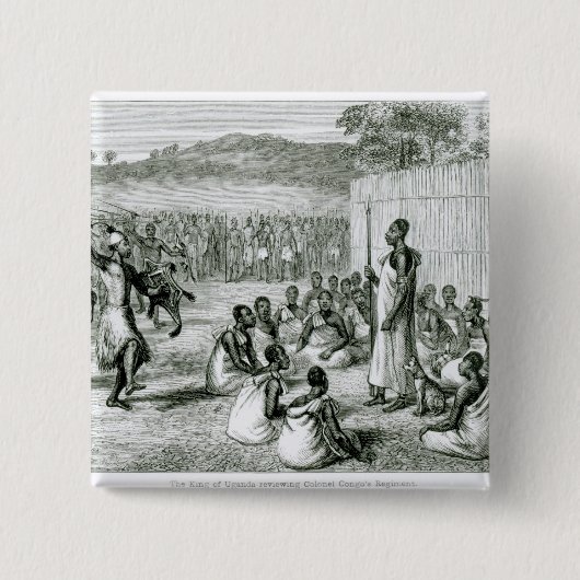 De koning van Oeganda die kolonel herziet Vierkante Button 5,1 Cm (Voorkant)