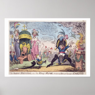 De koning van Rome, 1814 - cartoon die Napoleon to Poster