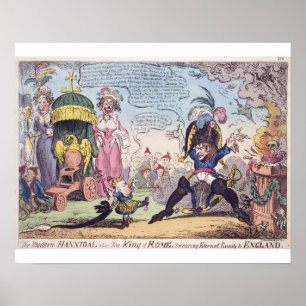 De koning van Rome, 1814 - cartoon die Napoleon to Poster