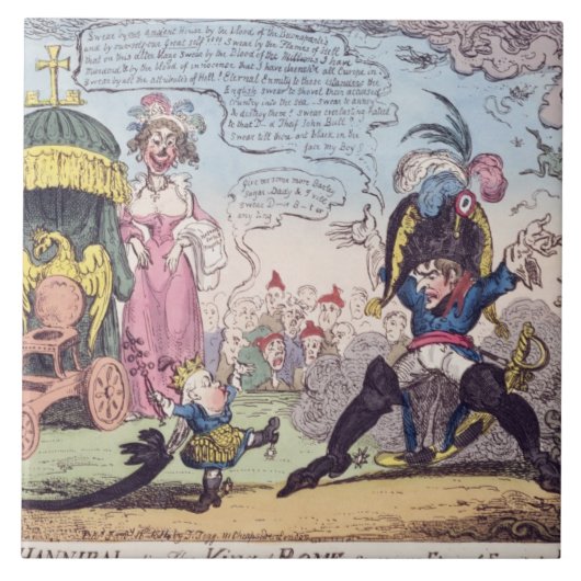 De koning van Rome, 1814 - cartoon die Napoleon to Tegeltje (Voorkant)