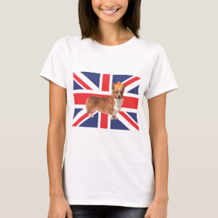 De Koningin Corgi met Kroon en Uniefanaat T-shirt