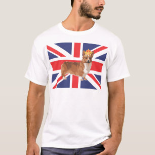 De Koningin Corgi met Kroon en Uniefanaat T-shirt