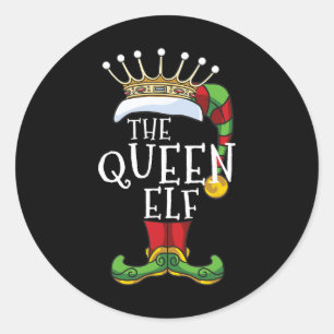 De Koningin Elf Familie Bijpassende Kerstmis Groep Ronde Sticker