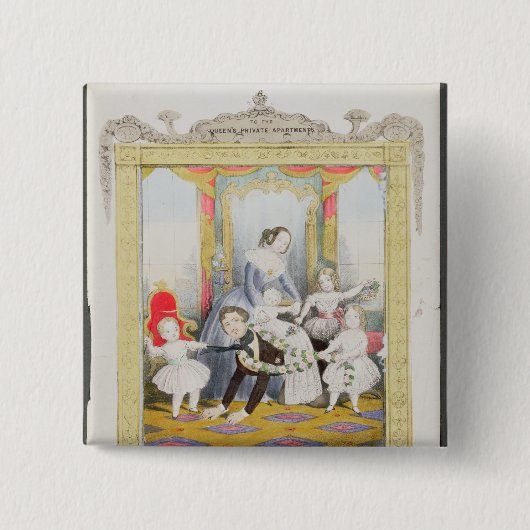 De koningin en prins Albert thuis Vierkante Button 5,1 Cm (Voorkant)