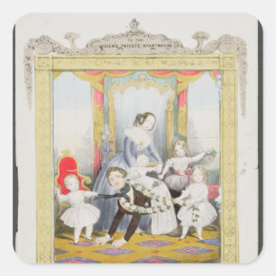 De koningin en prins Albert thuis Vierkante Sticker