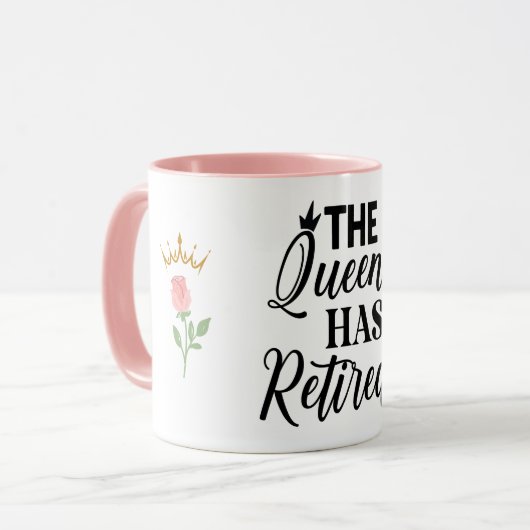 De koningin is met roos en kroon gestopt mok (Voorkant links)