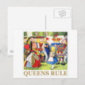 De koningin van harten zegt: "Koninginnen regeren! Briefkaart (Voorkant / Achterkant)