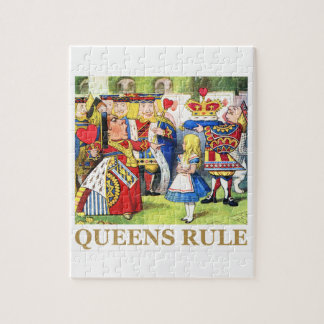 De koningin van het hart zegt: "Queens Rule!" Legpuzzel