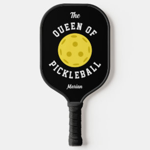 De koningin van Pickleball Cute Type Black Yellow Paddle