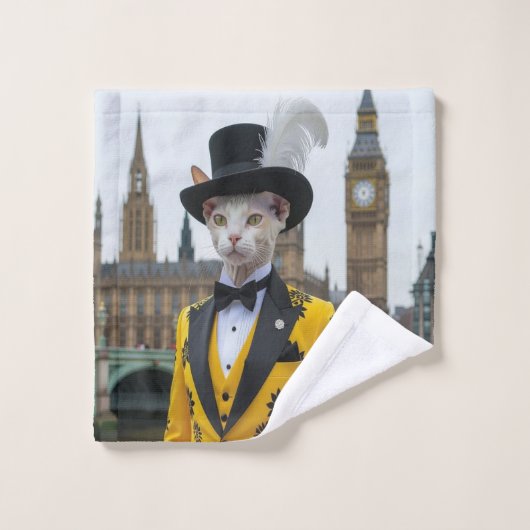 De koninklijke Sphynx in zijn onstuimige pak bij h Washandje (Wasdoekje)