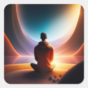 De kosmische boeddha   vierkante sticker