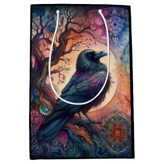 De Kraai Boom van Leven Mandala Heidens Medium Cadeauzakje (Voorkant)