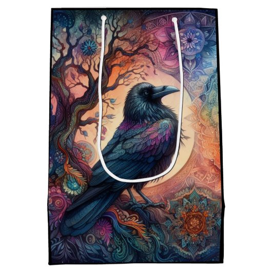 De Kraai Boom van Leven Mandala Heidens Medium Cadeauzakje (Achterkant)