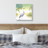 De kraan | Waterverf mooie vogel Canvas Afdruk (Insitu (Slaapkamer))