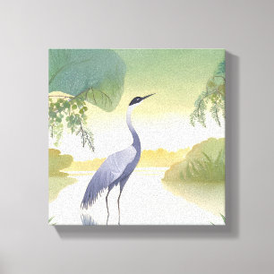 De Kraanvogel Waterverf Mooie Vogel Canvas Afdruk