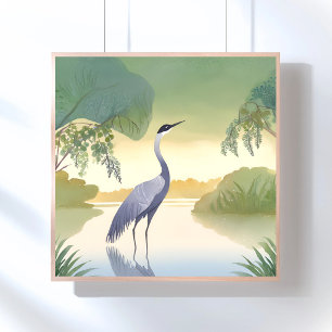 De Kraanvogel Waterverf Mooie Vogel Poster